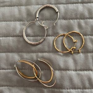 Medium Silver and Gold Hoop Earrings